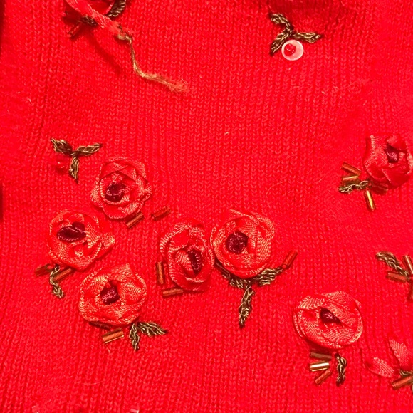 DressBarn Red Cropped Cardigan - Picture 4 of 8